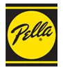 A yellow and black logo for pella.